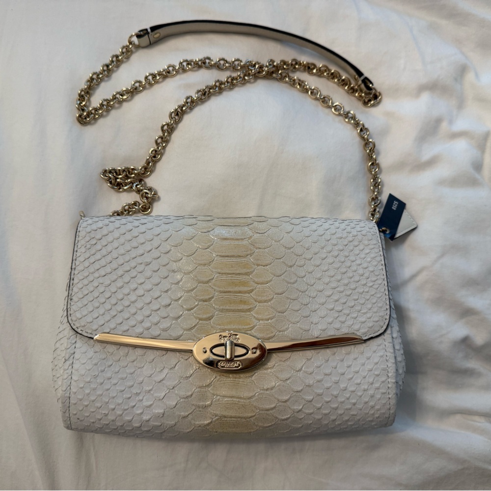 Coach Cream Python Textured Shoulder Bag with Gol… - image 2